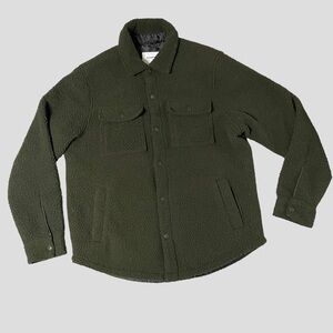 Men's Forest Green Sherpa Shacket Shirt Jacket Size M Casual Layer Fall Winter
